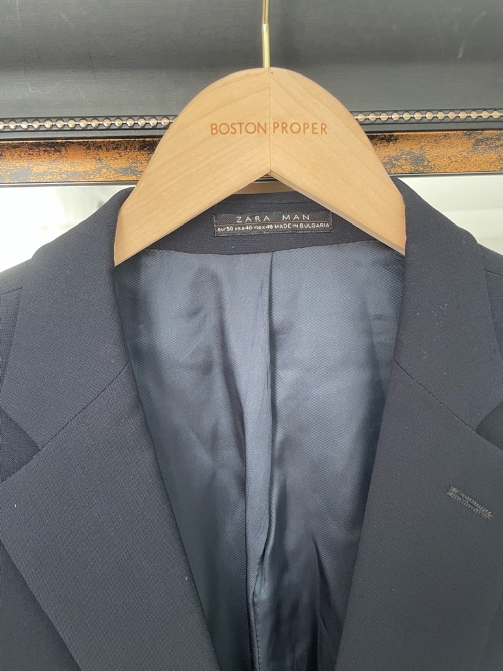 Zara Men's Navy Two-Button Suit Jacket - Picture 3 of 6